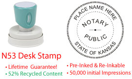 Kansas Round Notary Desk Stamp