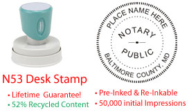 Maryland Round Notary Desk Stamp