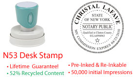 New York Round Notary Desk Stamp