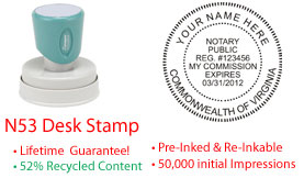 Virginia Round Notary Desk Stamp