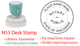 Wisconsin Round Notary Desk Stamp